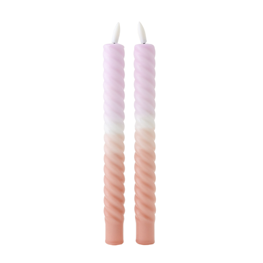 LED Swirl Candle Lila Sand - Set of 2