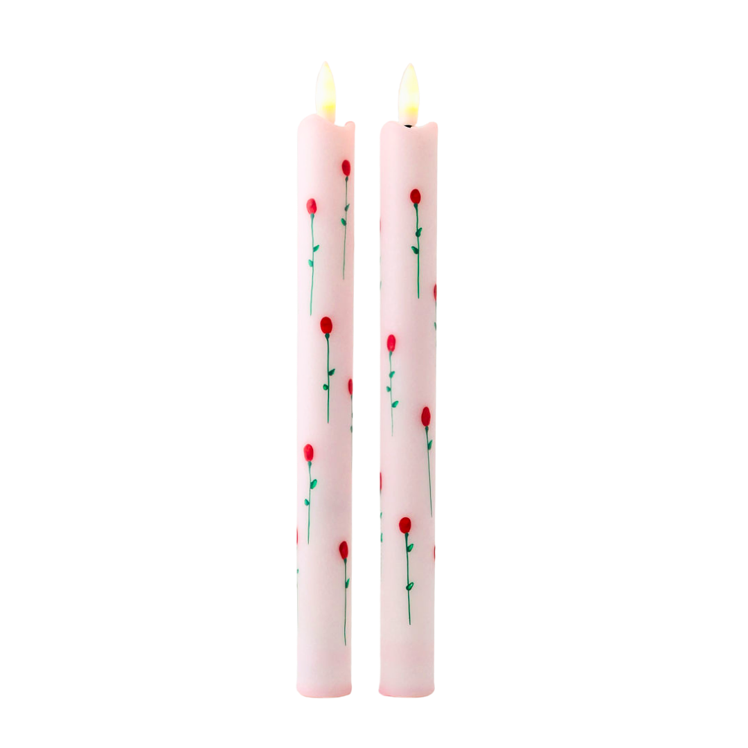 LED Pillar Candle Rosy - Set of 2