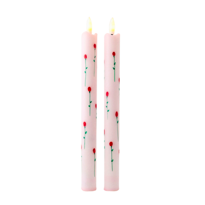 LED Pillar Candle Rosy RC - Set of 2