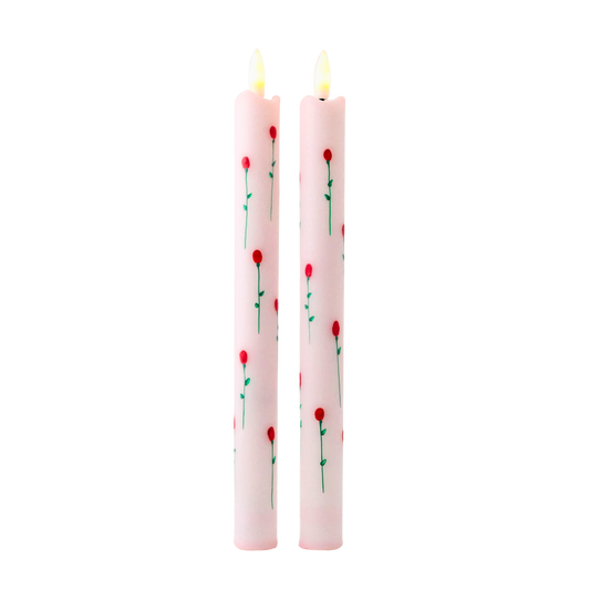 LED Pillar Candle Rosy - Set of 2