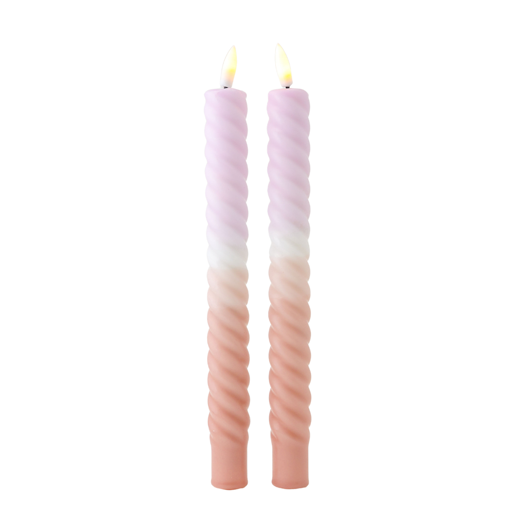 LED Swirl Candle Lila Sand - Set of 2
