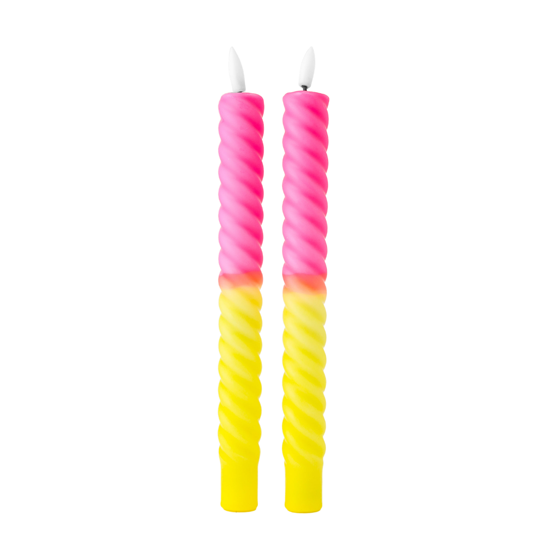 LED Swirl Candle Neon Bloom - Set of 2