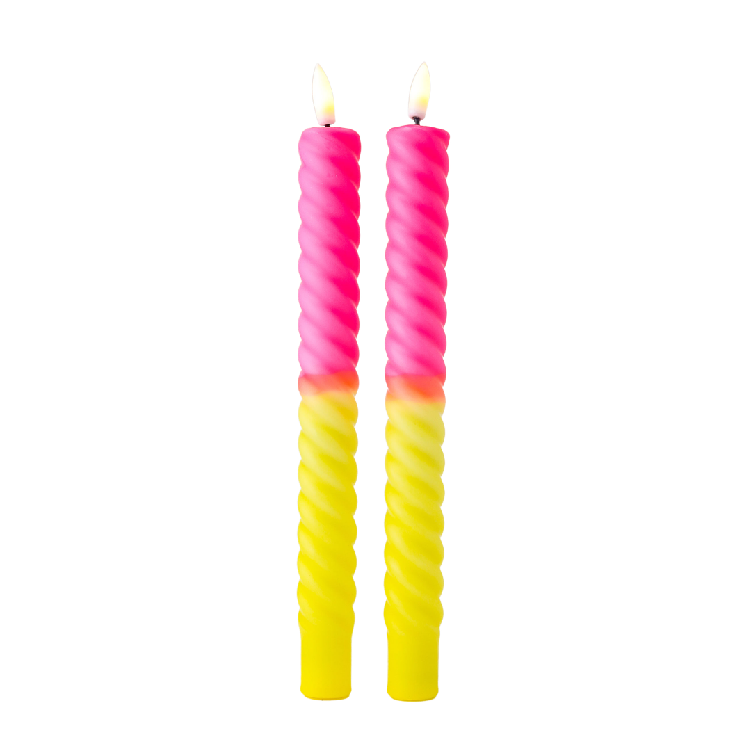 LED Swirl Candle Neon Bloom - Set of 2