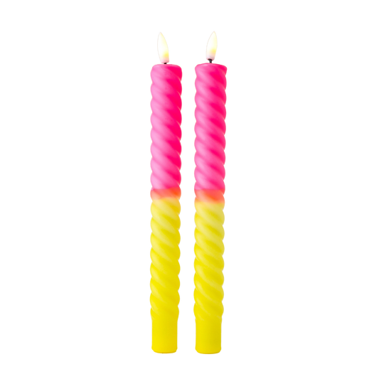 LED Swirl Candle Neon Bloom - Set of 2