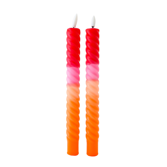 LED Swirl Candle Red Orange - Set of 2