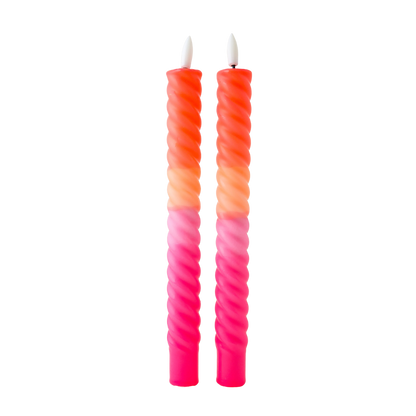LED Swirl Candle Pink Orange RC - Set of 2