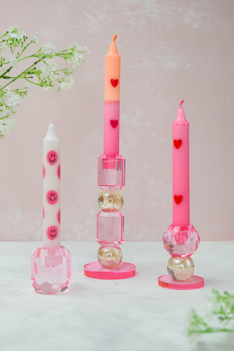 Diner Kaars Smiley Pink - Set van 5