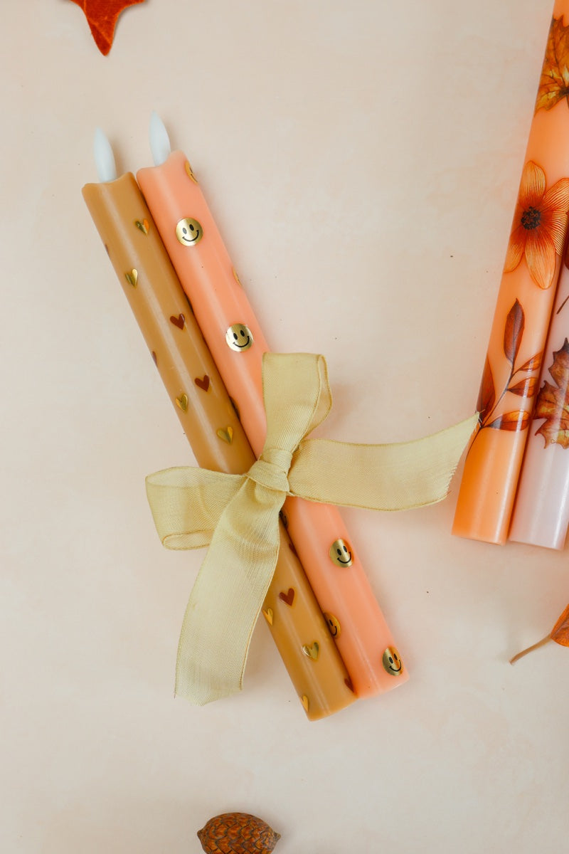 LED Pillar Candle Hearts Sand - Set of 2