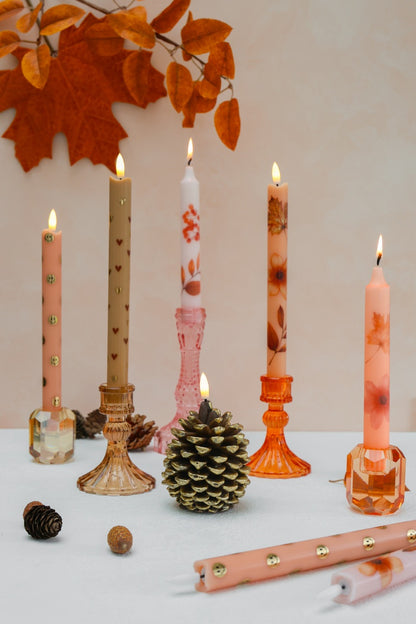 Candle Holder Crystal Orange