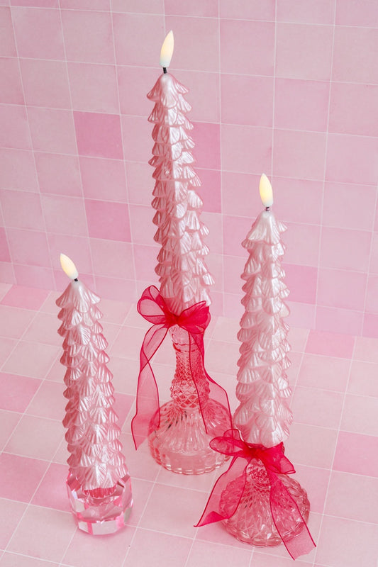 LED X-Mas Tree Candle Pink RC - Set of 2 - editie 2025