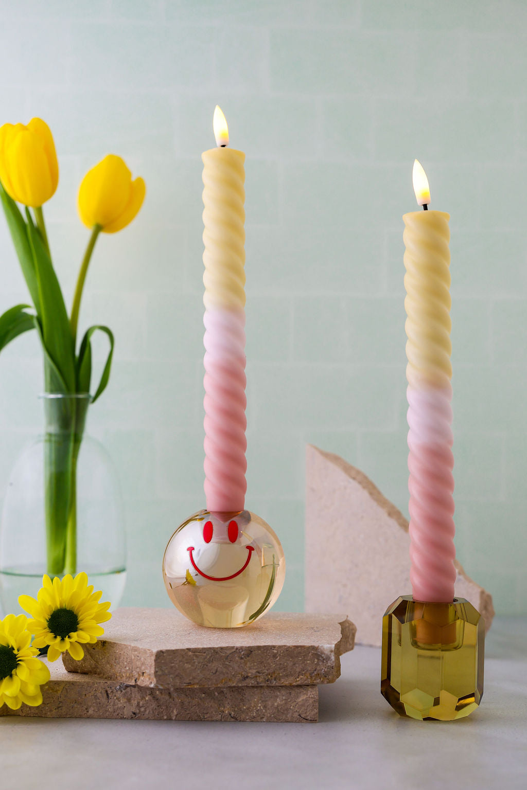 LED Swirl Candle Pastel - Set of 2