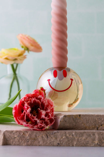 Candle Holder Happy Hot Pink
