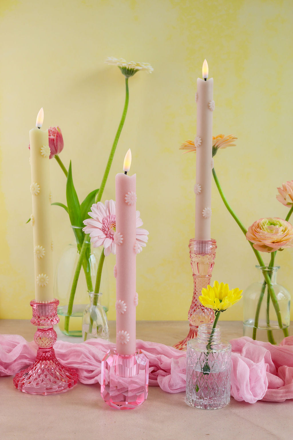 LED-Stumpenkerze Rosy - 2er-Set