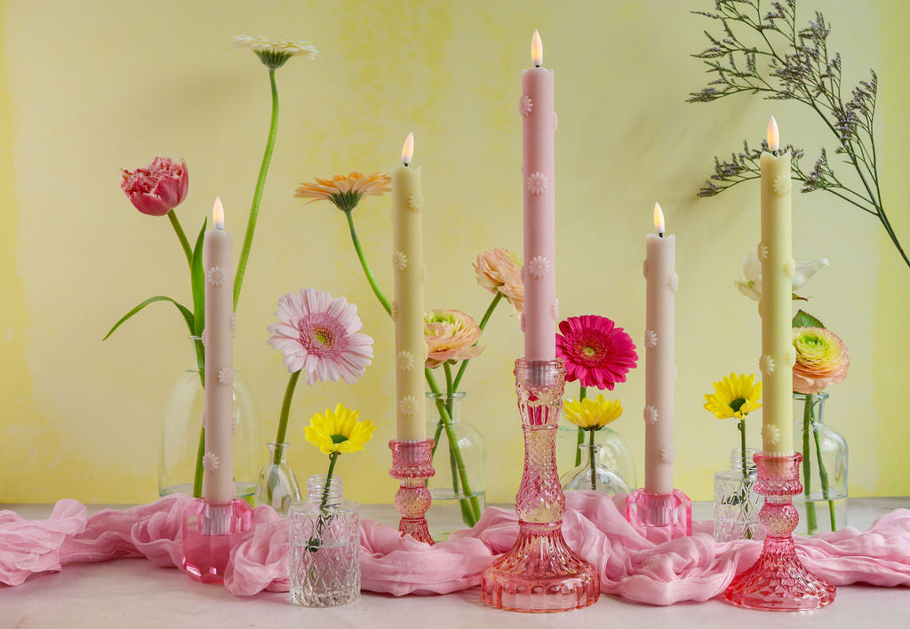 LED-Stumpenkerze Rosy - 2er-Set
