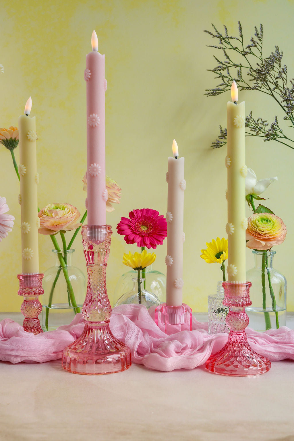 LED-Stumpenkerze Rosy - 2er-Set
