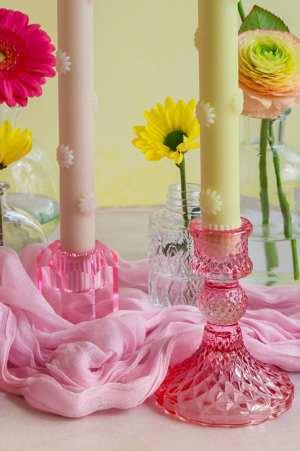 LED-Stumpenkerze Rosy - 2er-Set
