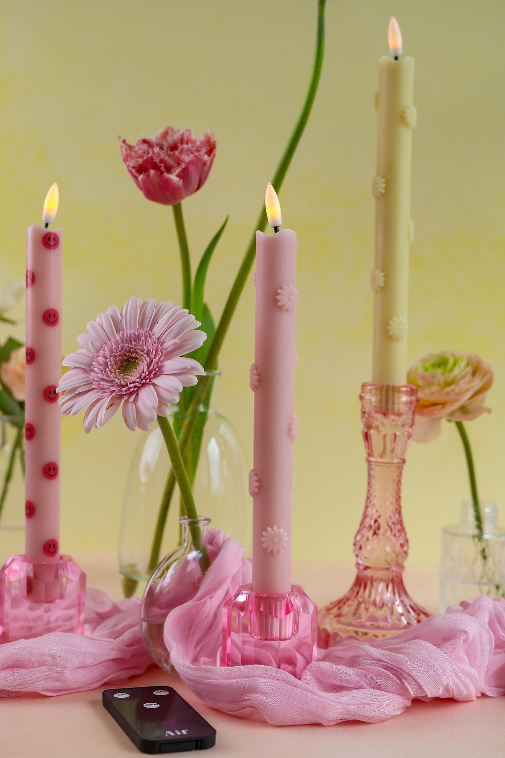 LED-Stumpenkerze Rosy - 2er-Set