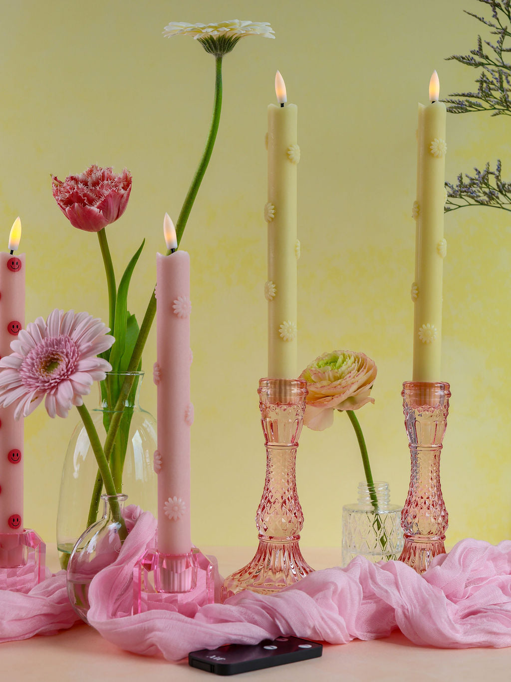 LED-Stumpenkerze Rosy - 2er-Set