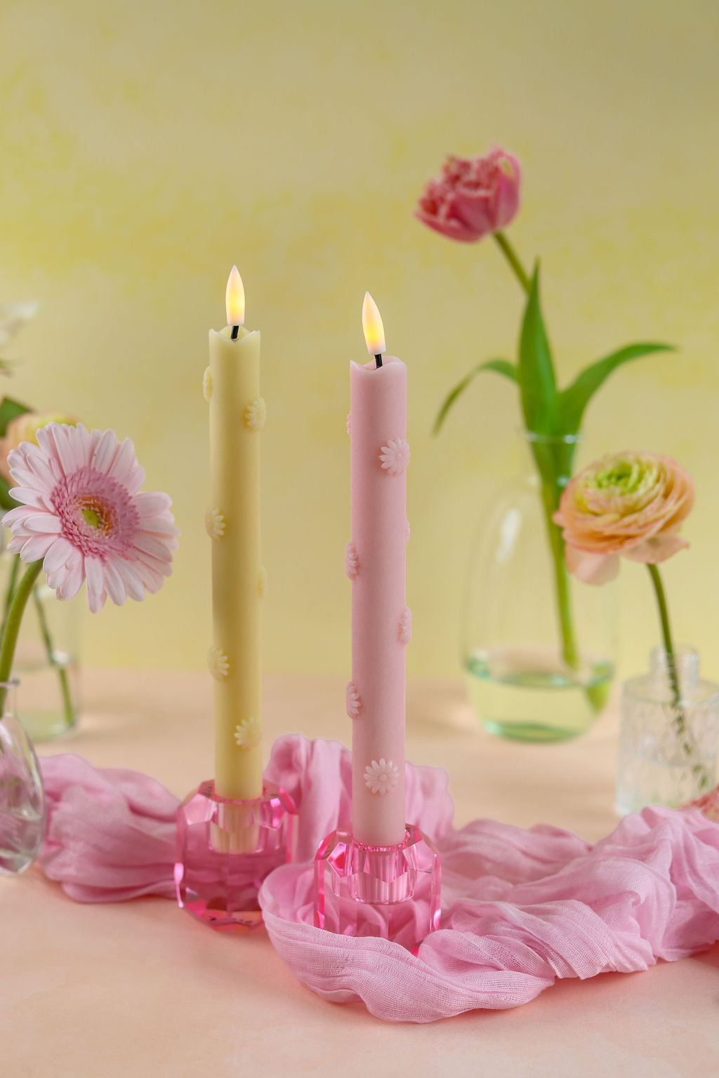 LED-Stumpenkerze Rosy - 2er-Set