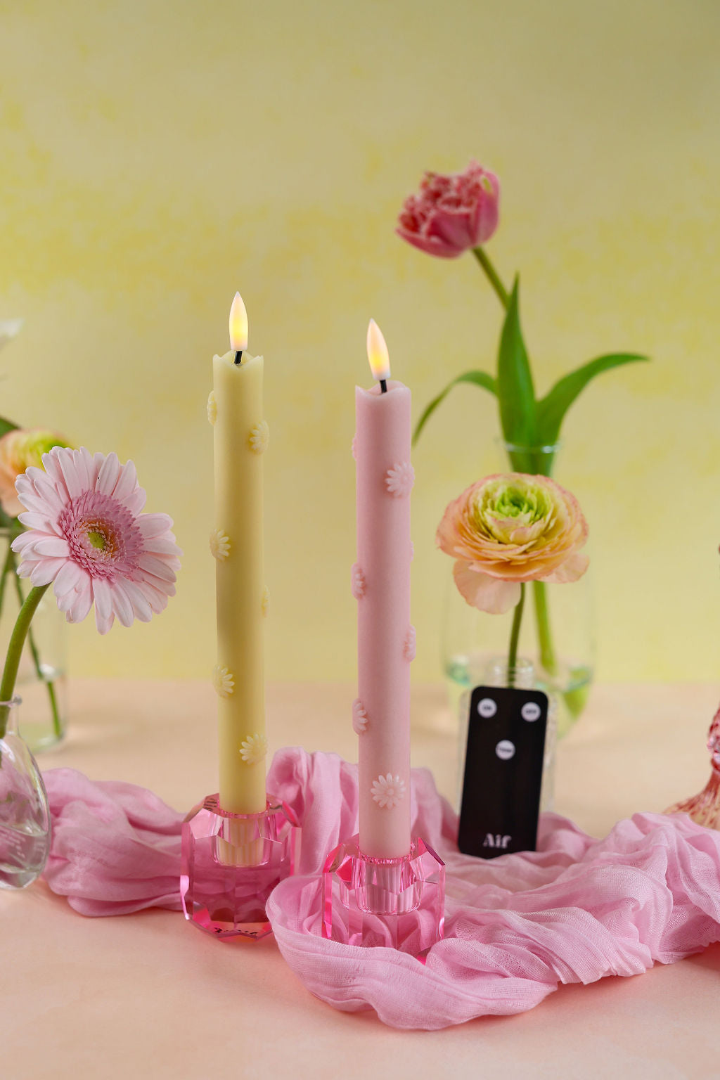 LED-Stumpenkerze Rosy - 2er-Set