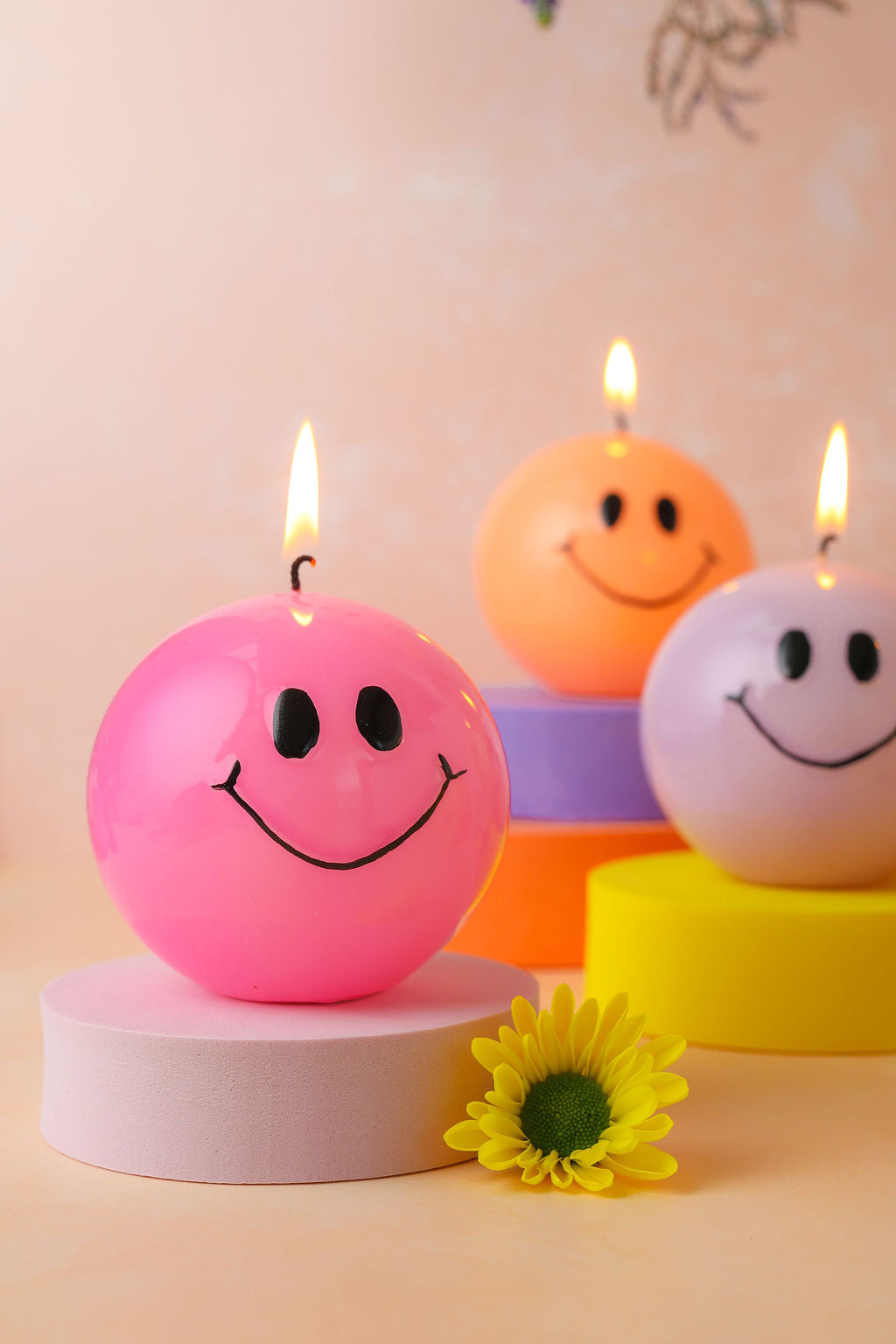 Smiley Kaars Hot Orange - Verpakt per 6 stuks
