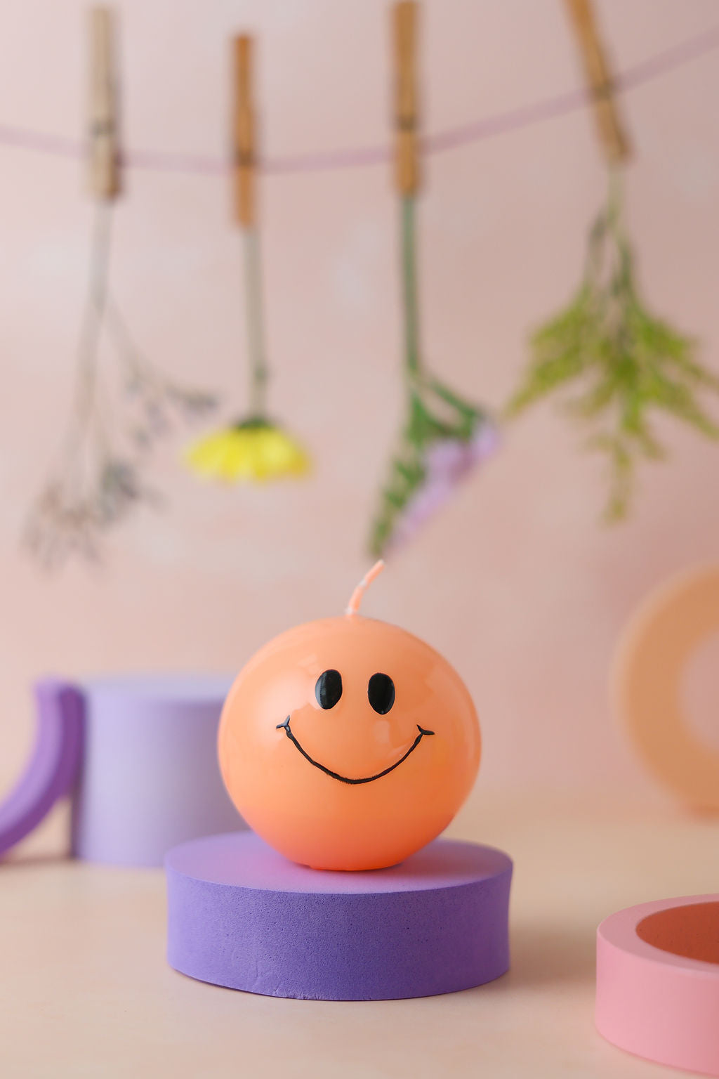Smiley Kaars Hot Orange - Verpakt per 6 stuks