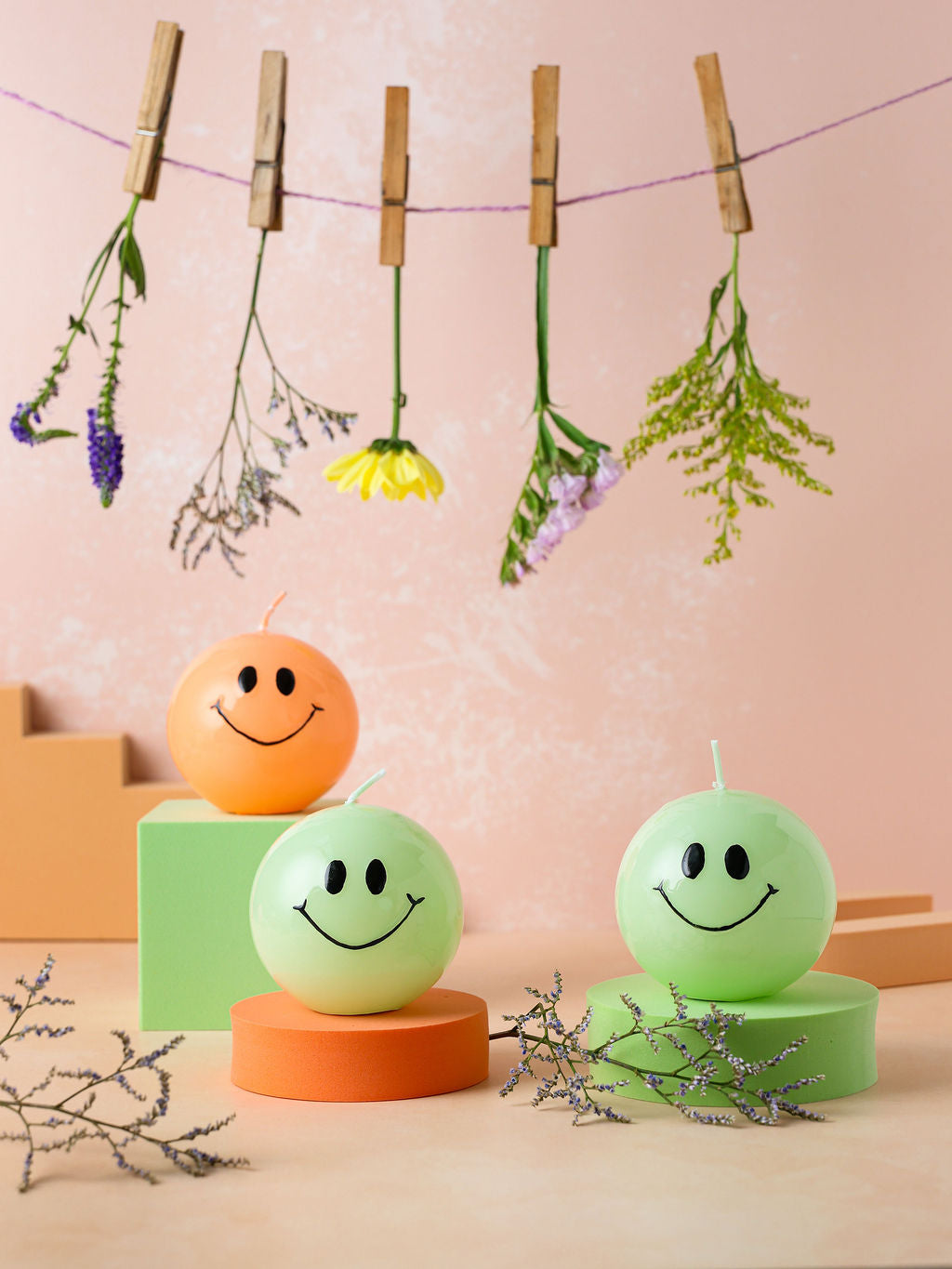 Smiley Kaars Hot Orange - Verpakt per 6 stuks