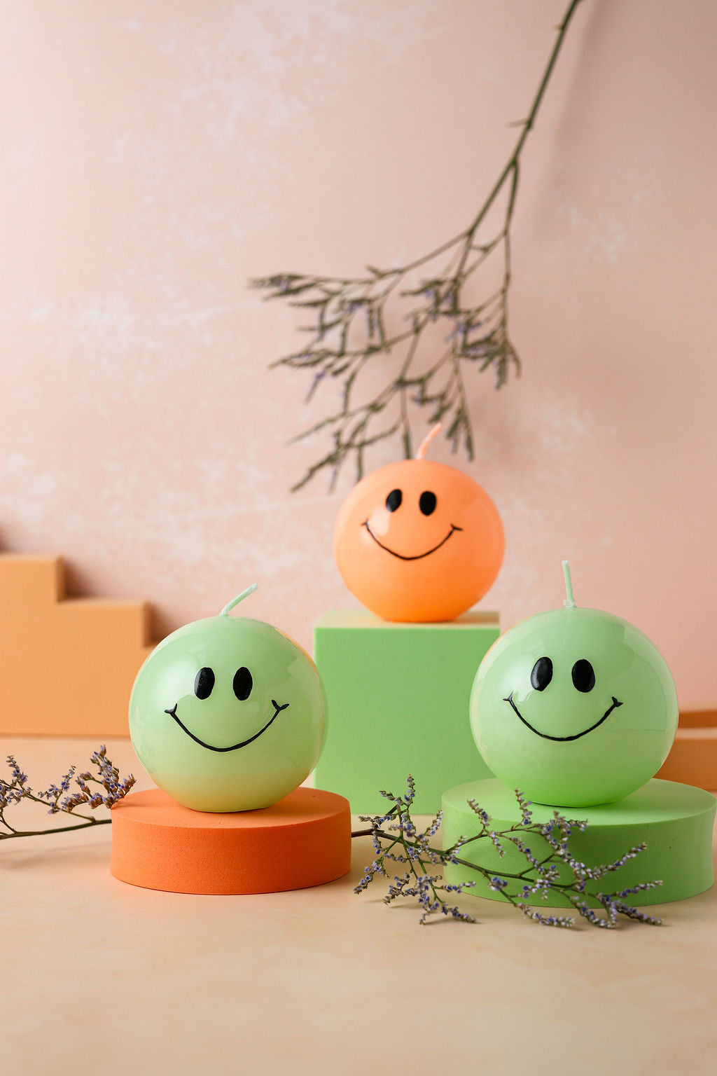 Smiley Kaars Hot Orange - Verpakt per 6 stuks