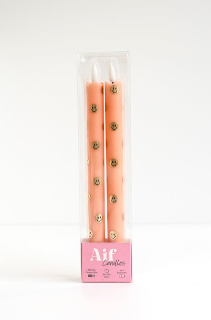 LED Pillar Candle Happy Orange RC - Set of 2
