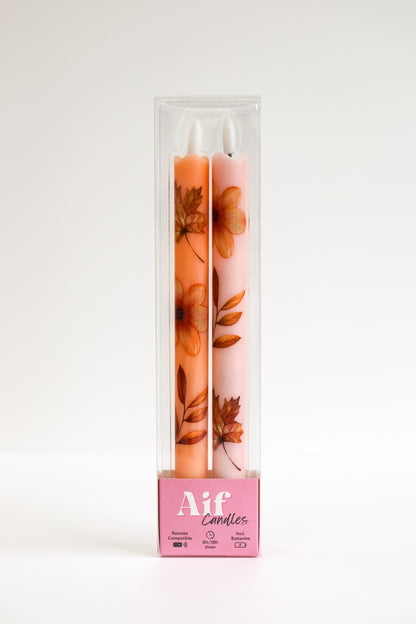 LED Pillar Candle Wild Flower RC - Set of 2