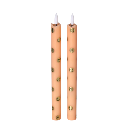 LED Pillar Candle Happy Orange RC - Set of 2