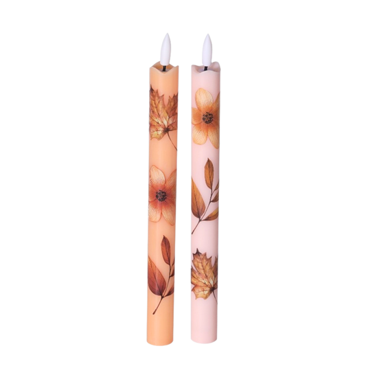 LED Pillar Candle Wild Flower RC - Set of 2