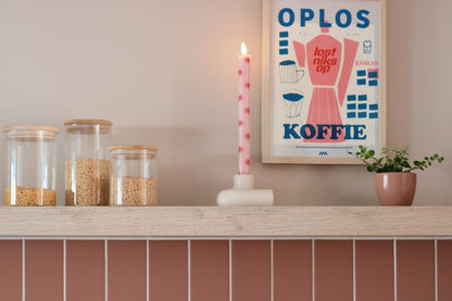 LED Pillar Candle Smiley Pink - Set of 2