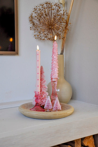 LED X-Mas Tree Candle Pink RC - Set of 2