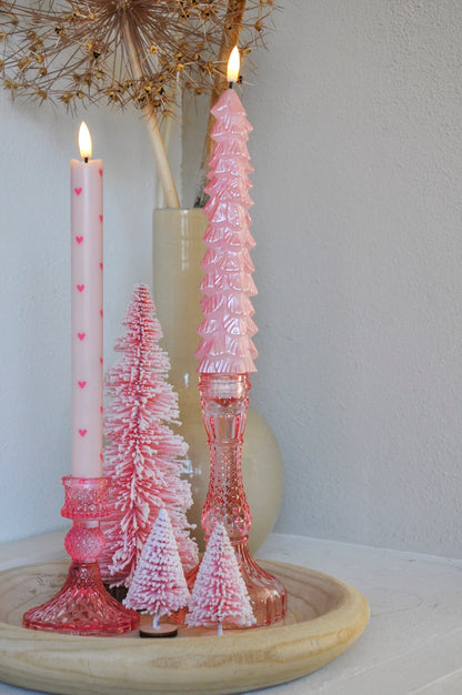 LED X-Mas Tree Candle Pink RC - Set of 2