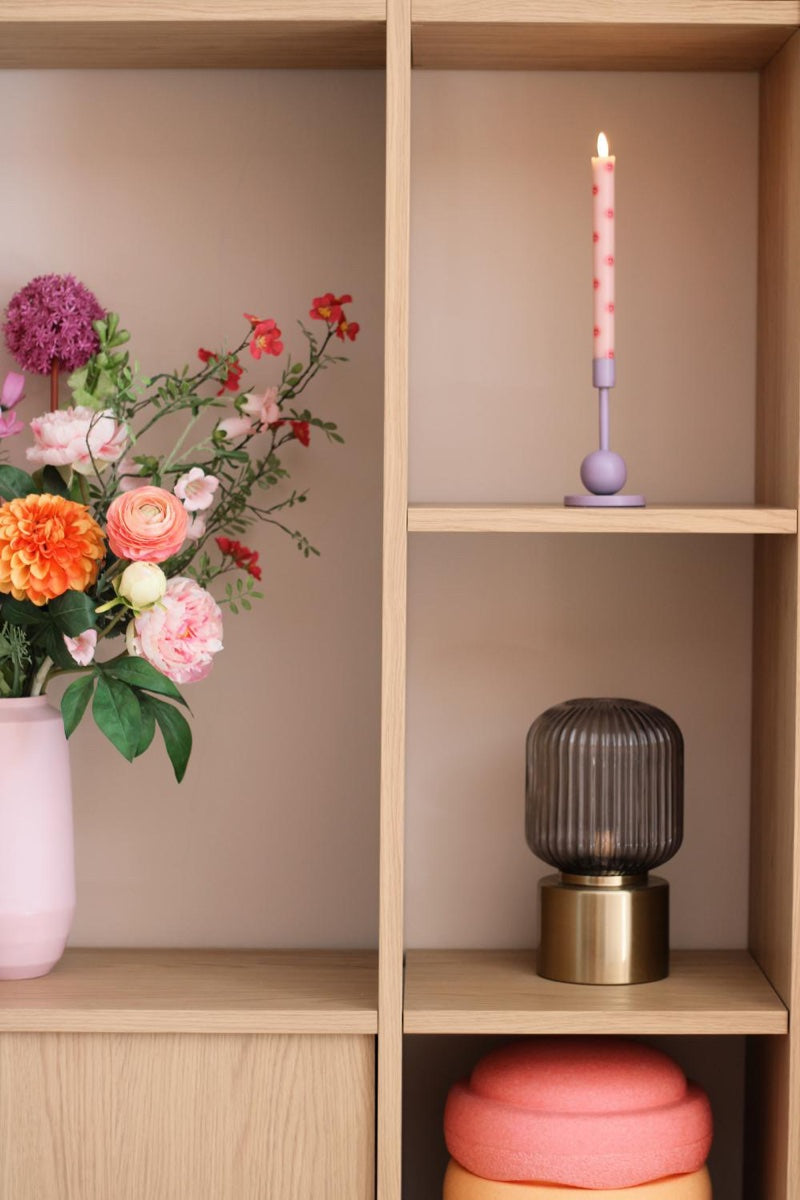 LED Pillar Candle Smiley Pink - Set of 2
