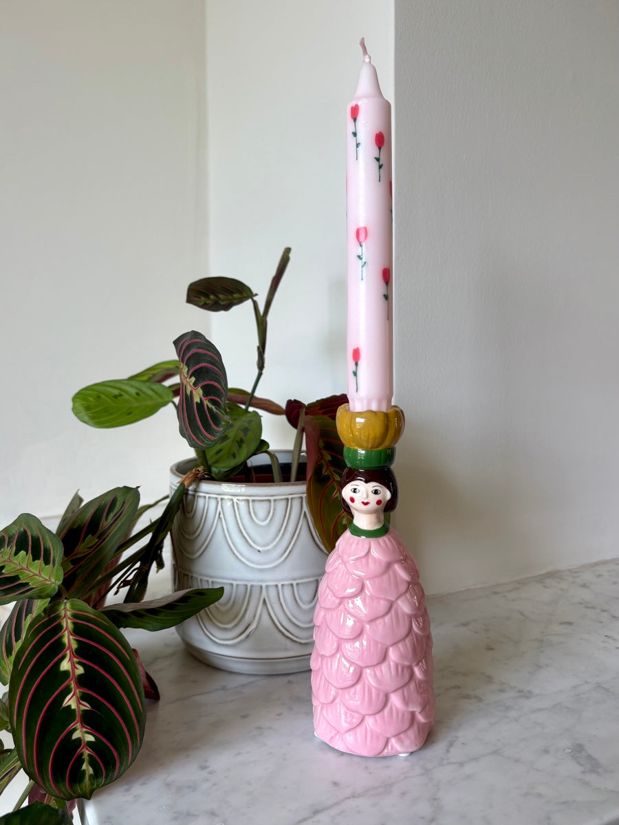 Diner Kaars Rosy - Set van 5