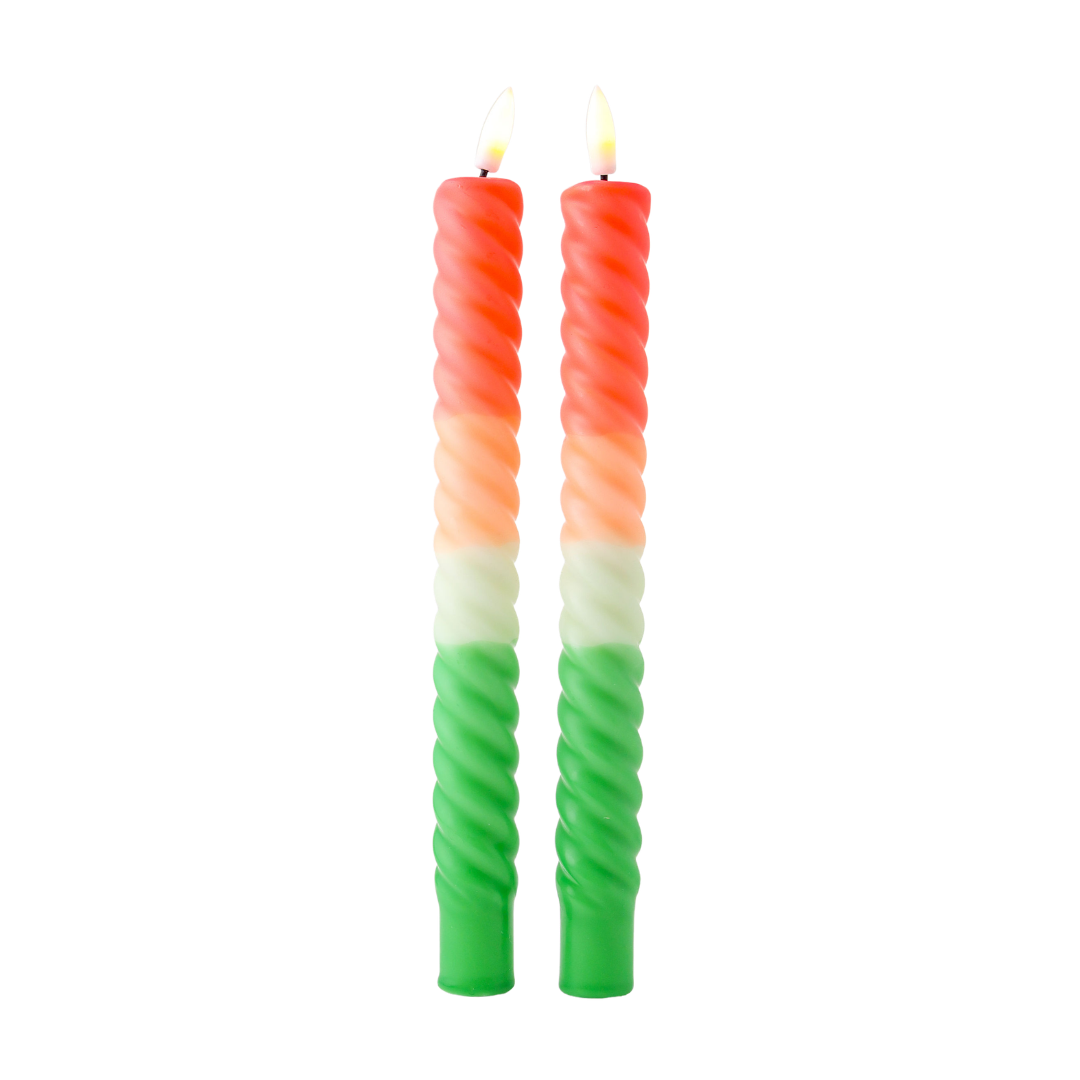 LED Swirl Candle Tangerine – Set of 2