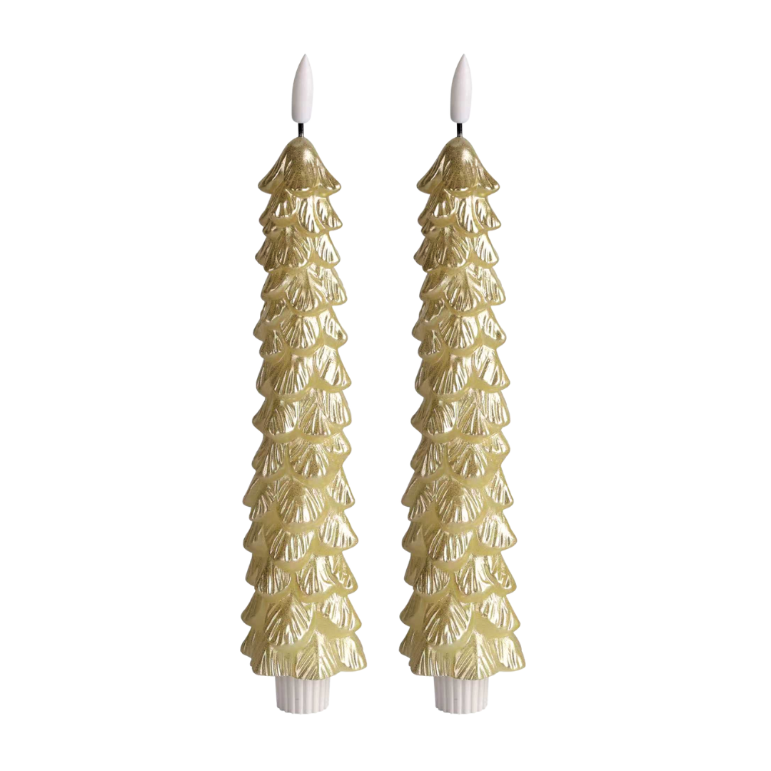 LED X-Mas Tree Candle Gold RC - Set of 2 - editie 2025