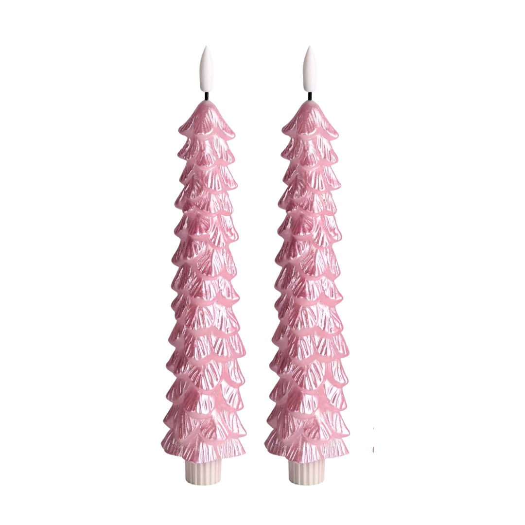LED X-Mas Tree Candle Pink RC - Set of 2 - editie 2025