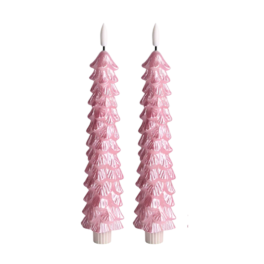 LED X-Mas Tree Candle Pink RC - Set of 2 - editie 2025