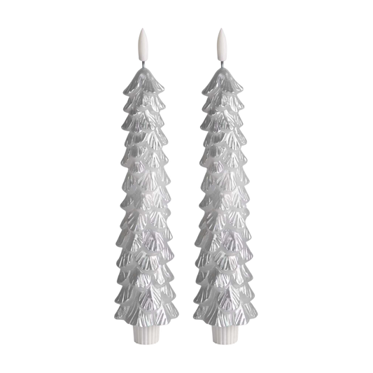 LED X-Mas Tree Candle Silver RC - Set of 2 - editie 2025